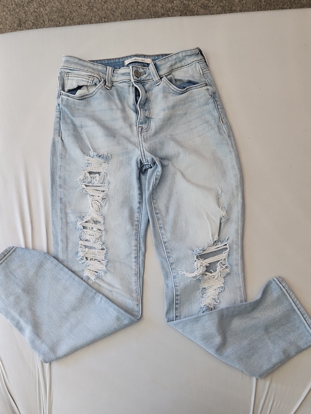 Light Wash Distressed Boyfriend Jeans